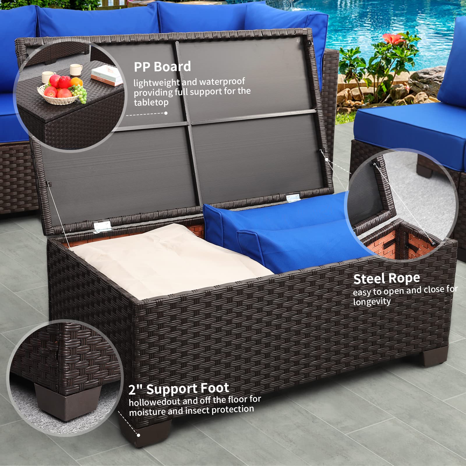 Rattaner Outdoor Storage Table with Waterproof Cover