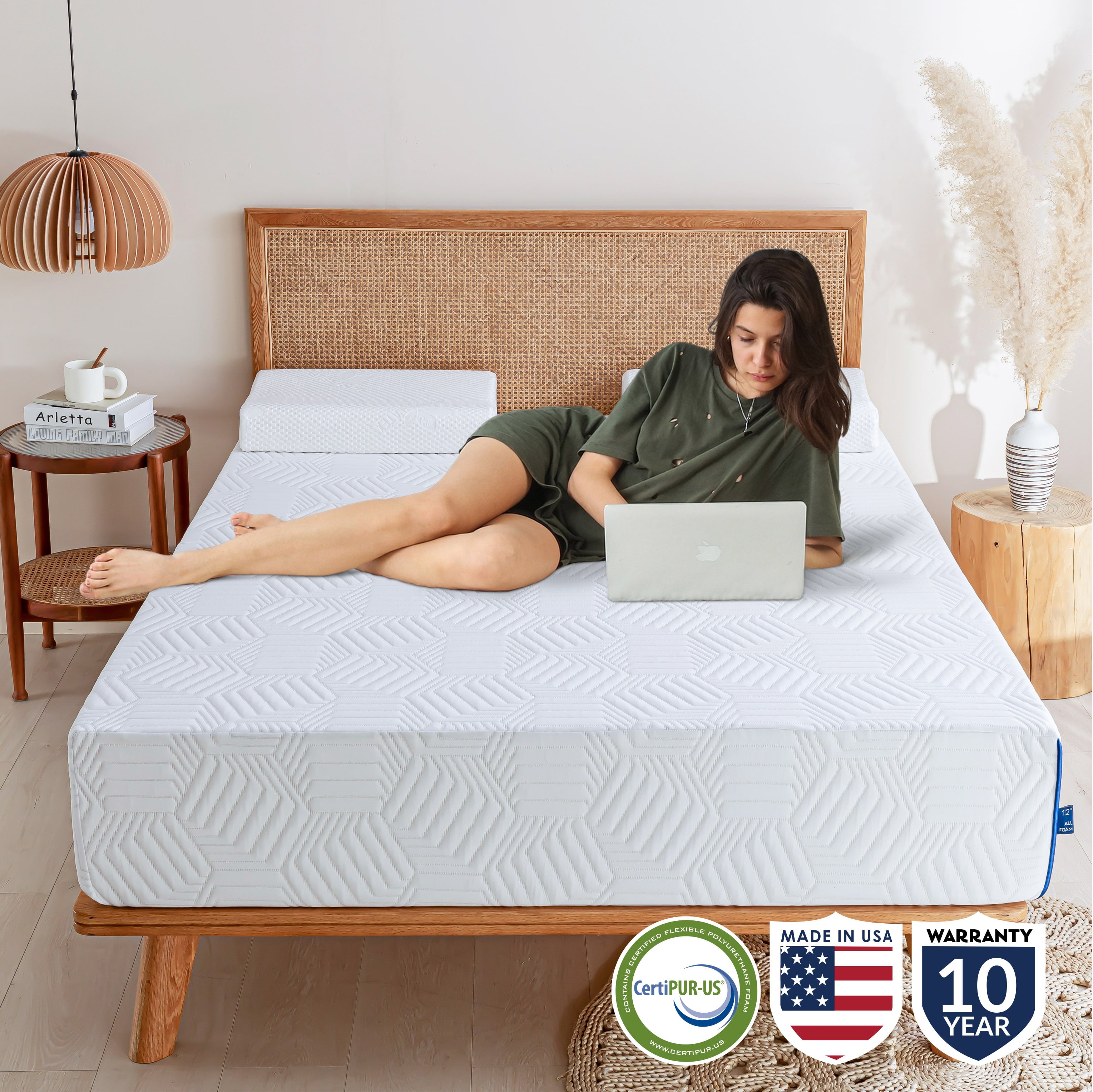 8 inch Green Tea Gel Infused Memory Foam Mattress in a Box. Twin