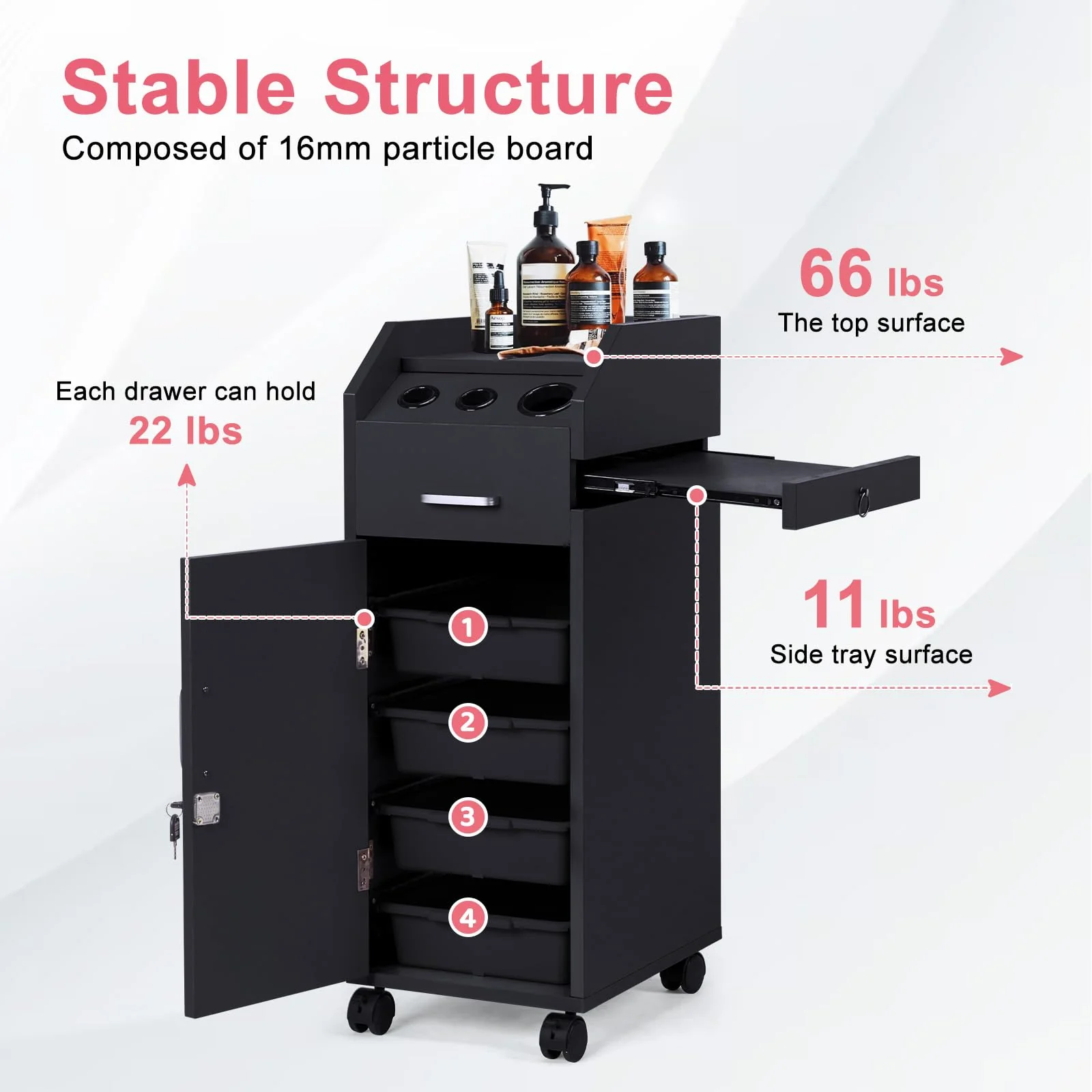 Winado Hair Salon Storage Cart with Wheels