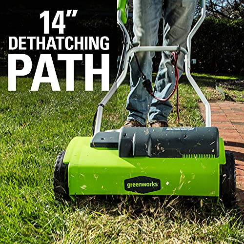 Greenworks 10 Amp 14 Corded Electric Dethatcher (Stainless Steel Tines)
