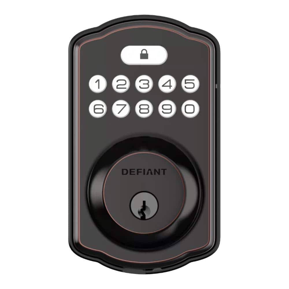 Defiant Single Cylinder Castle Electronic Keypad Deadbolt Aged Bronze