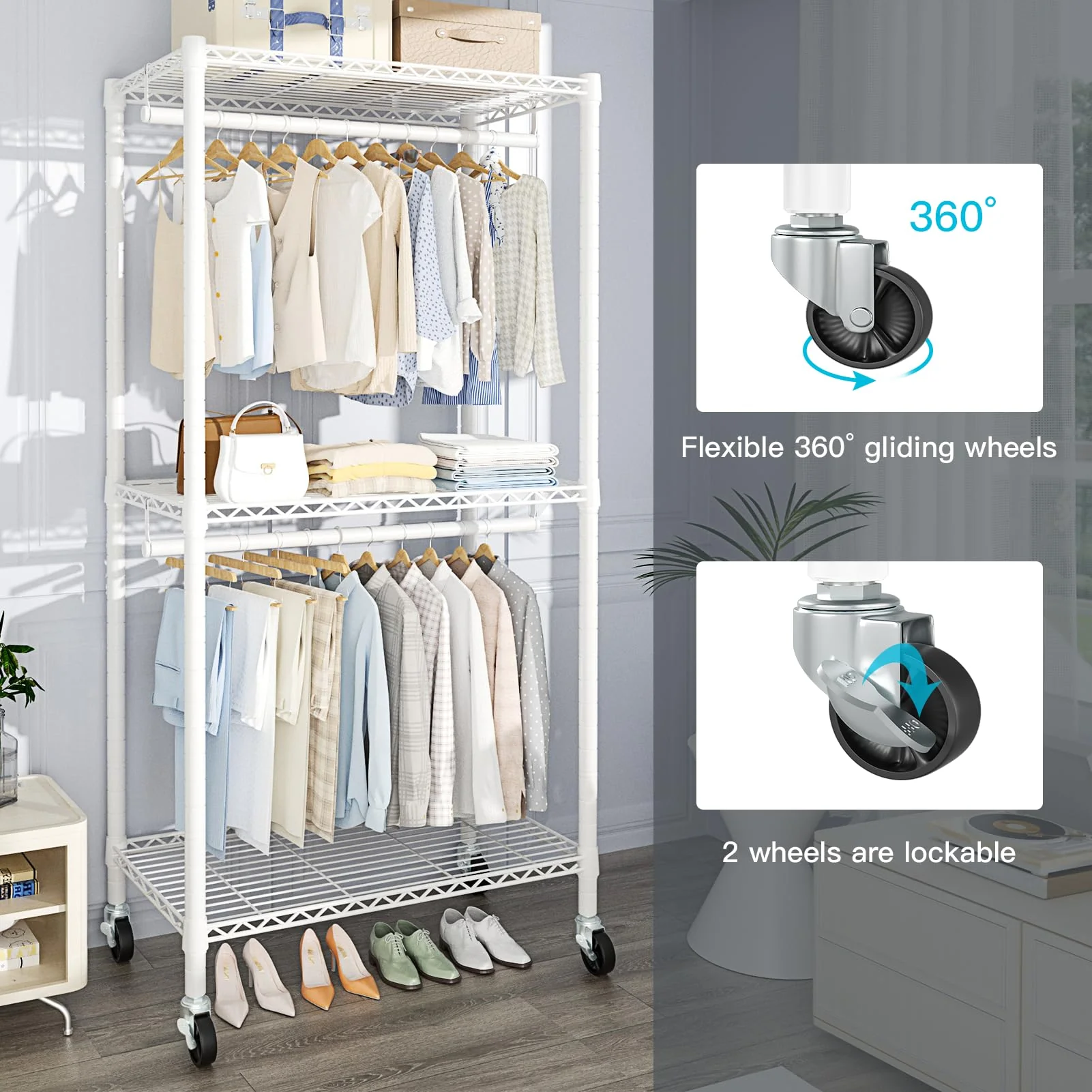 FUTASSI Portable Closets. Rolling Heavy-Duty Garment Rack