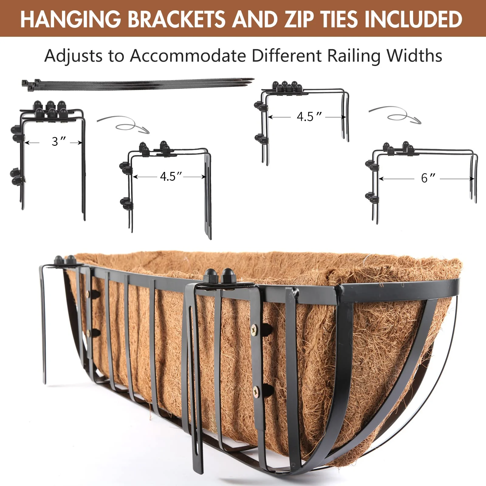 Harmiden 4 Pcs 30 Window Box Deck Railing Planter