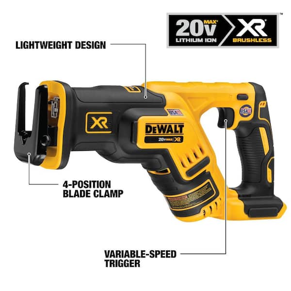 20V MAX XR Cordless Brushless Compact Reciprocating Saw with (1) 20V 3.0Ah Battery and Charger