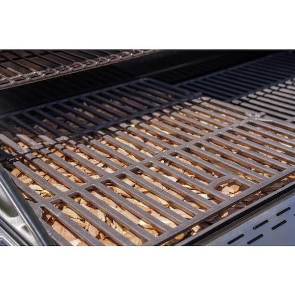 Deluxe 6-Burner Natural Gas Grill in Black with Ceramic Searing Side Burner and Gourmet Plus Cooking System