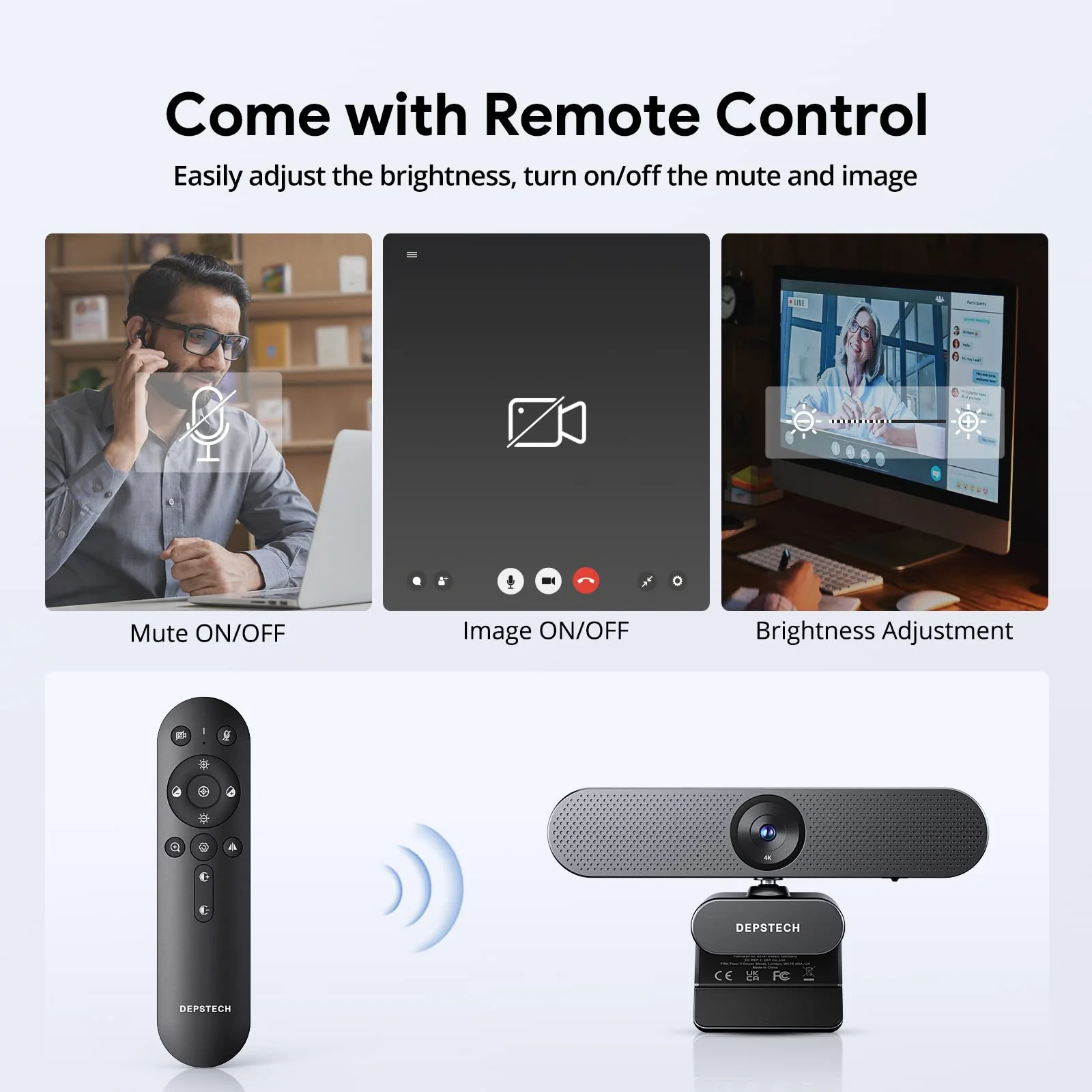 DEPSTECH 4K Zoomable Webcam with Microphone and Remote