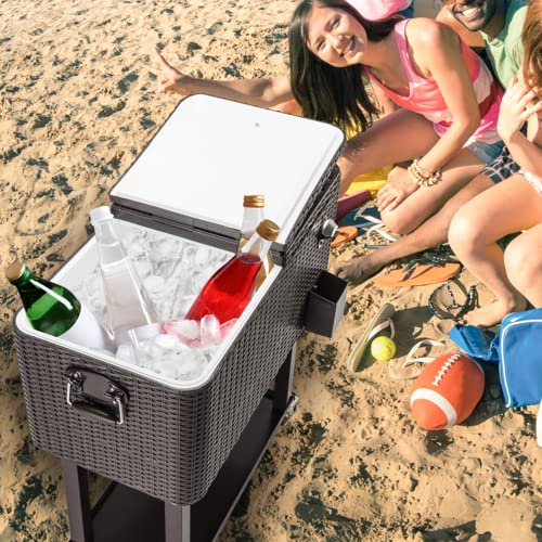 Outvita 80 Quart Rolling Ice Chest. Portable Bar Drink Cooler