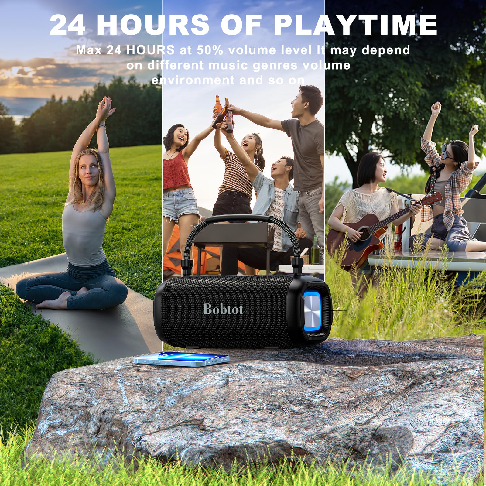 Bobtot Bluetooth Speaker Portable Waterproof Speakers