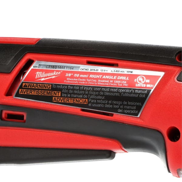 M12 12V Lithium-Ion Cordless 3/8 in. Right Angle Drill (Tool-Only)