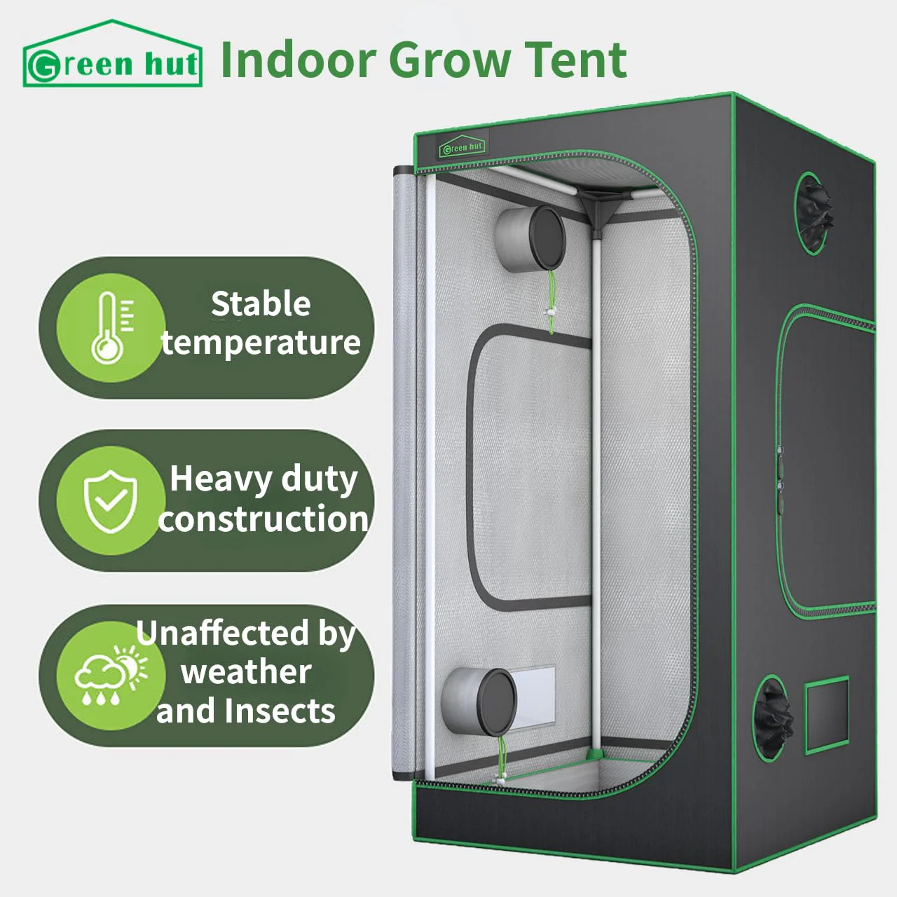 Green hut Grow Tent 96X48X78 600D Mylar Hydroponic
