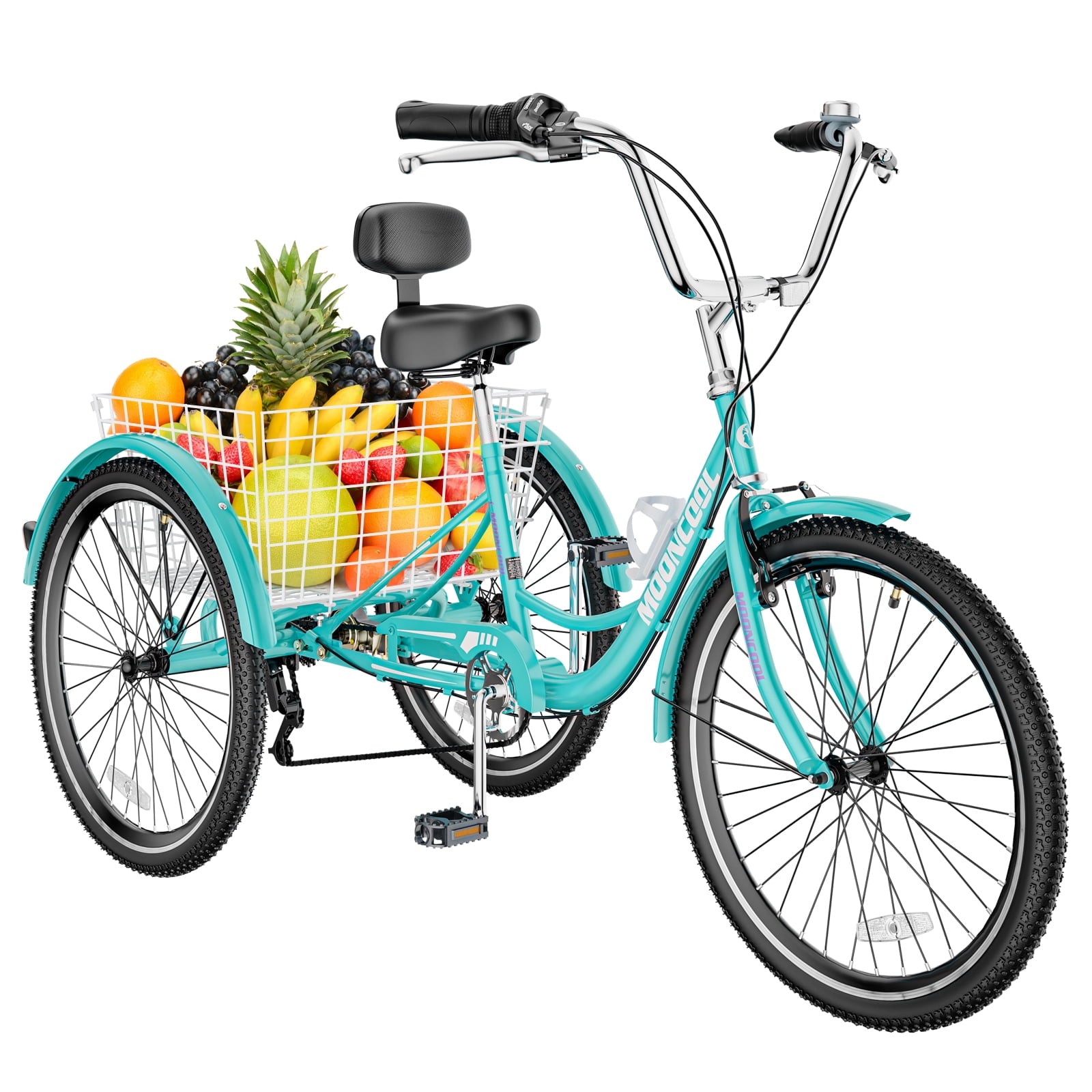 Adult Tricycle 20/24/26 inch 7 Speed. Three Wheel Bicycle for Adult. Trike Cruiser W/ Tools & Big Basket for Exercise Shopping Picnic Outdoor Activities