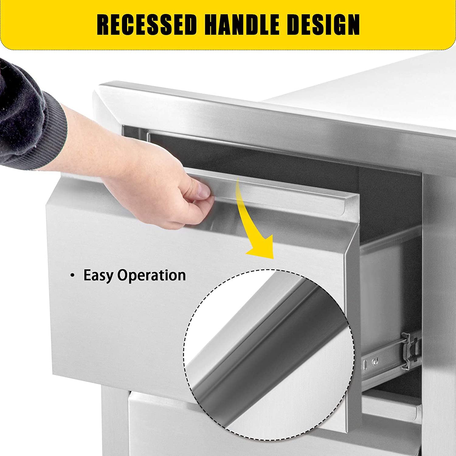 Outdoor Kitchen Door Drawer Combo 29.5 W x 21.6 H x 22.4D. Access Door/Triple Drawers with Propane Drawer and Adjustable Garbage Ring. Perfect for BBQ Island Patio Grill Station