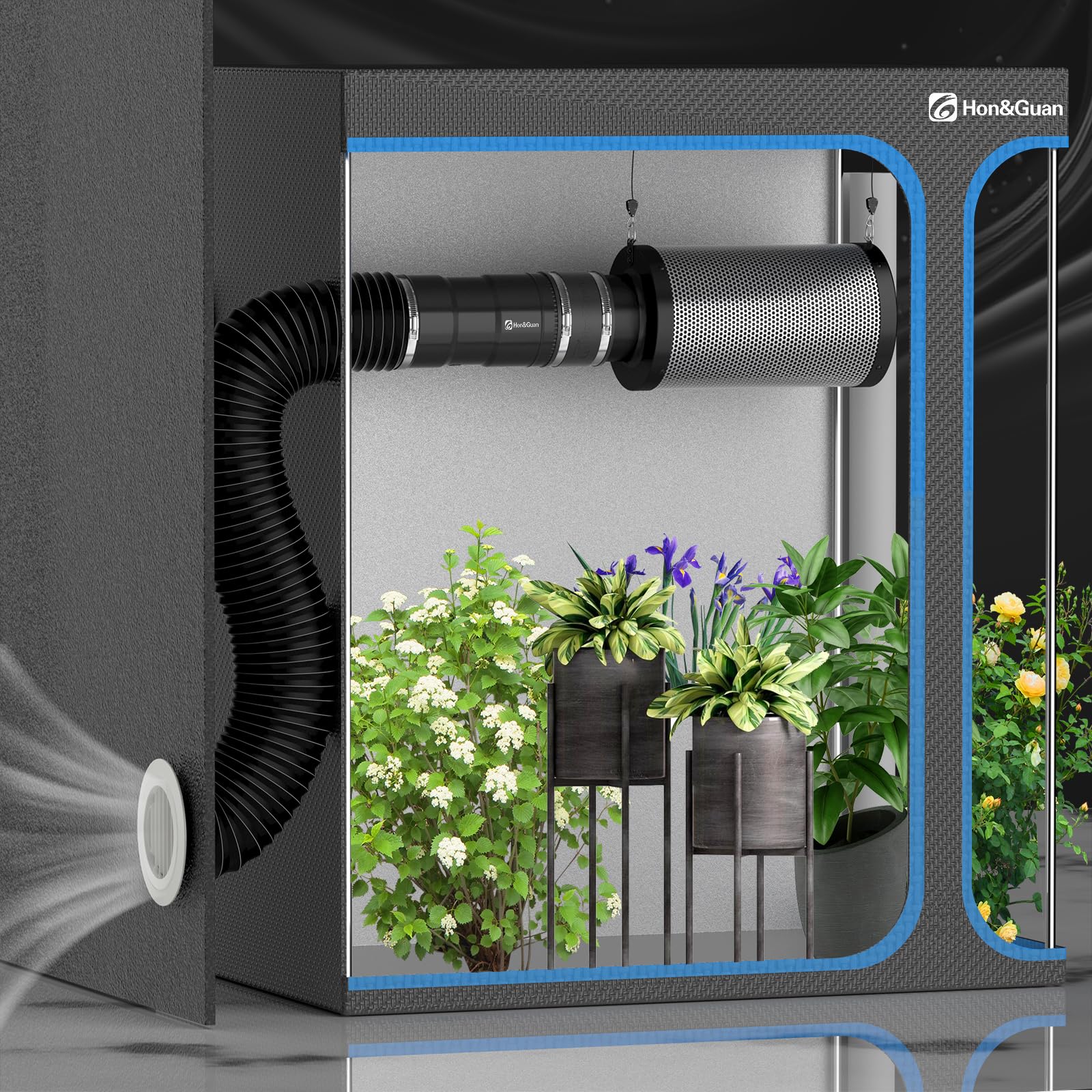 Hon&Guan 4 Air Filtration Kit for Grow Tents