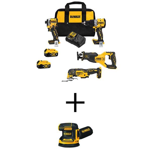 20V MAX Lithium-Ion Cordless Brushless 4 Tool Combo Kit and 20V MAX XR Cordless Brushless 5 in. Random Orbital Sander