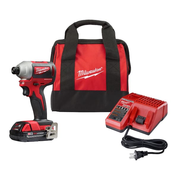 M18 18V Lithium-Ion Compact Brushless Cordless 1/4 in. Impact Driver Kit W/ (1) 2.0 Ah Battery. Charger & Tool Bag