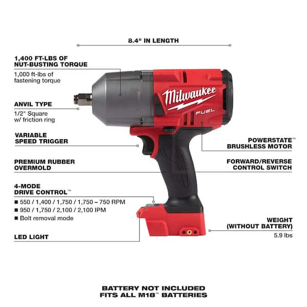M18 FUEL 18V Lithium-Ion Brushless Cordless 1/2 in. Impact Wrench with Mid Torque Impact Wrench (2-Tool)