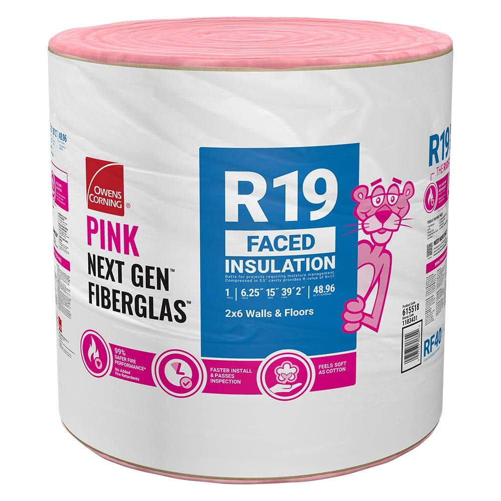 Owens Corning R-19 Faced Fiberglass Roll 15 Wide RF40