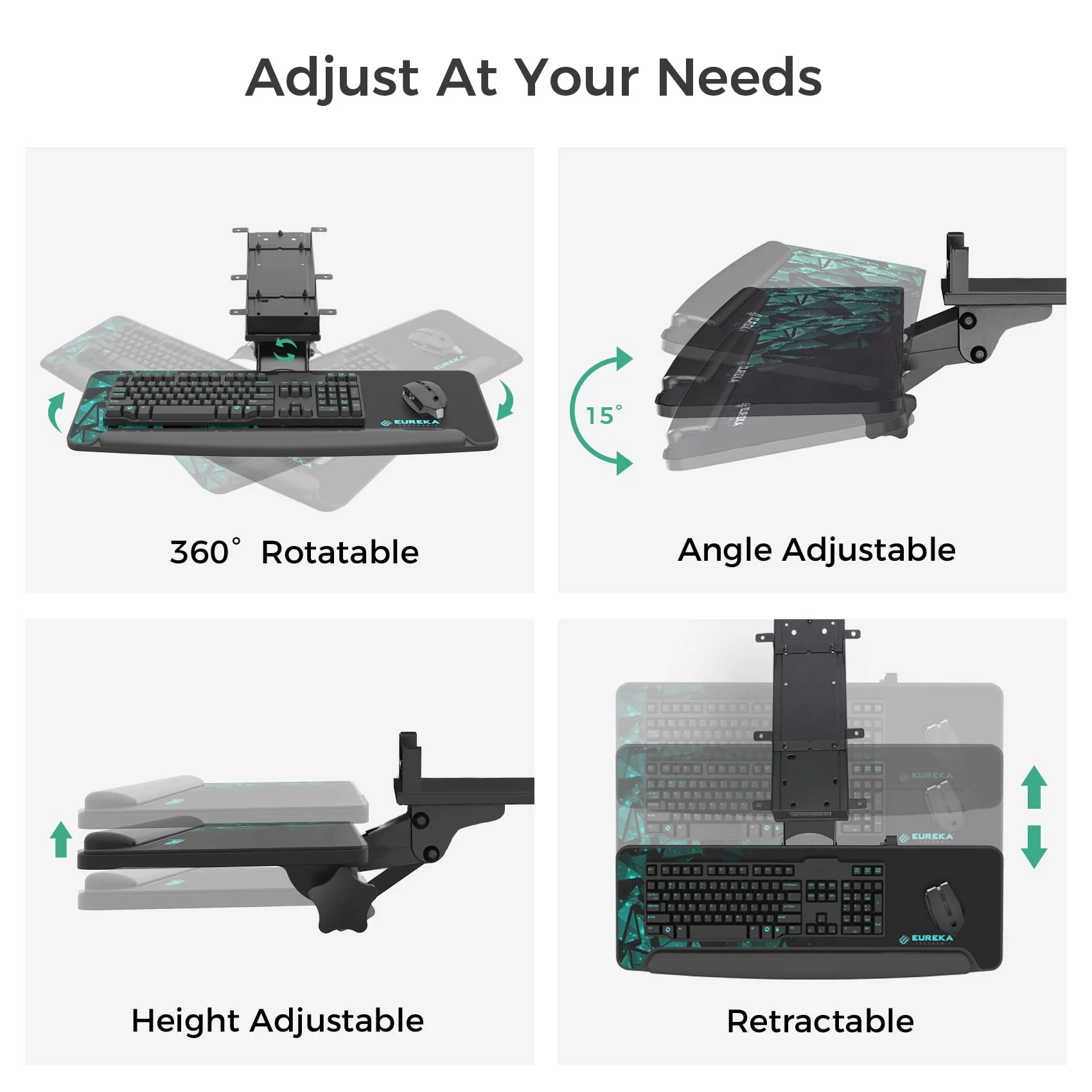 EUREKA ERGONOMIC Adjustable Mouse & Keyboard Tray Under Desk