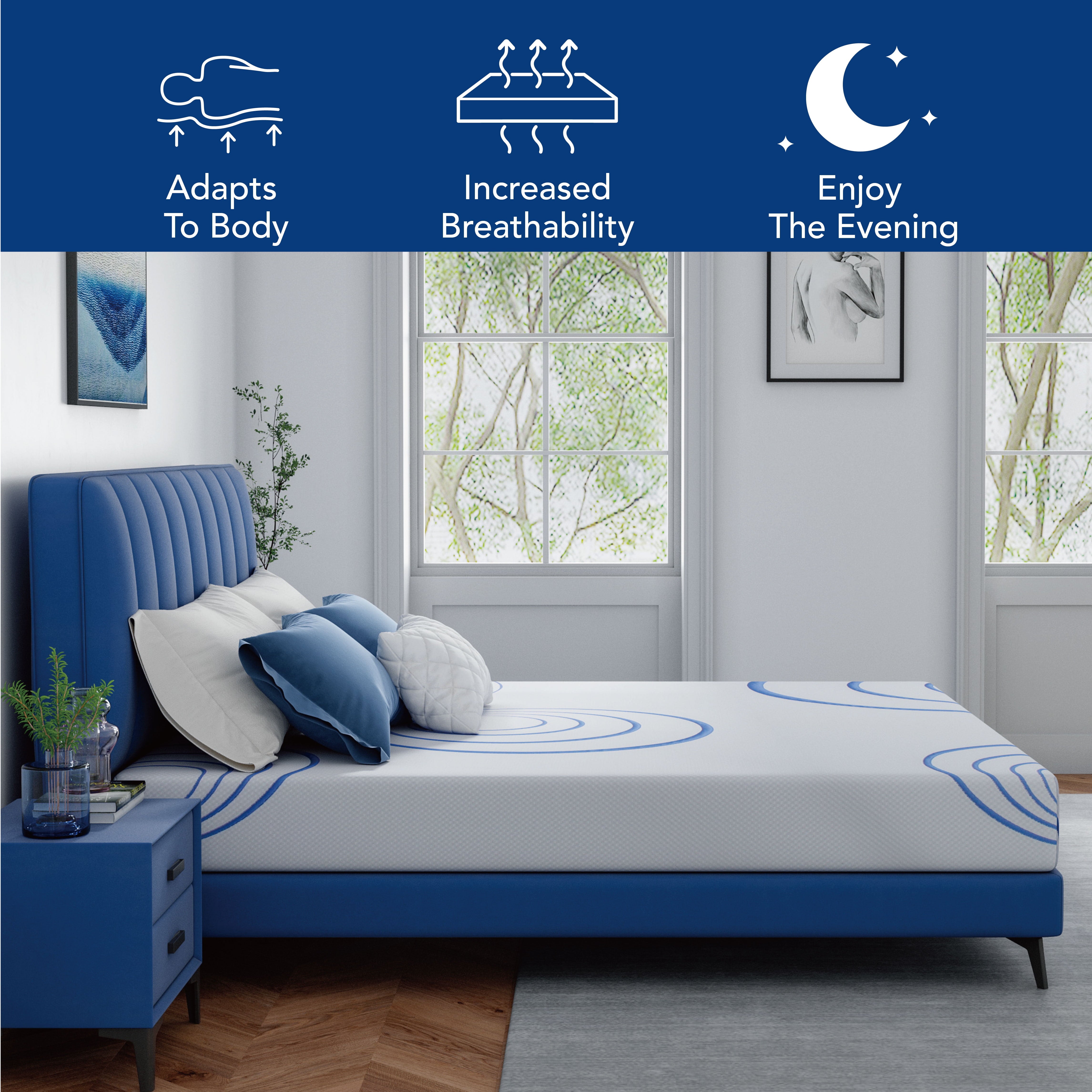 Ego Charcoal 8 inch Memory Foam Mattress with Gel. Twin Mattress in a Box. Medium