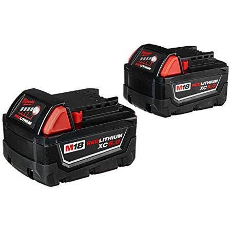 Milwaukee 48-11-1852 M18 REDLITHIUM XC 5.0 Ah Extended Capacity Battery 2 Pack Black