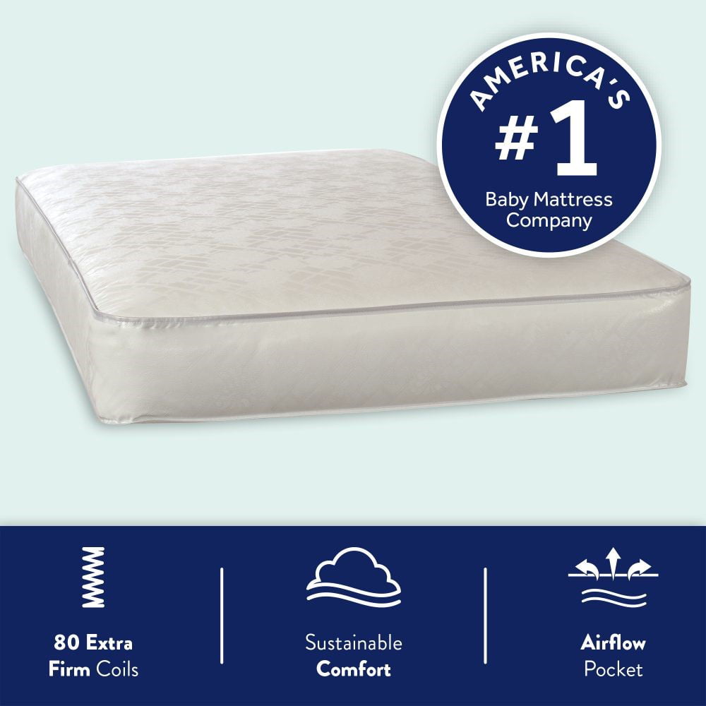 Pediatric 800 Extra Firm Ultra Deluxe. 80 Coil Crib and Toddler Mattress. White