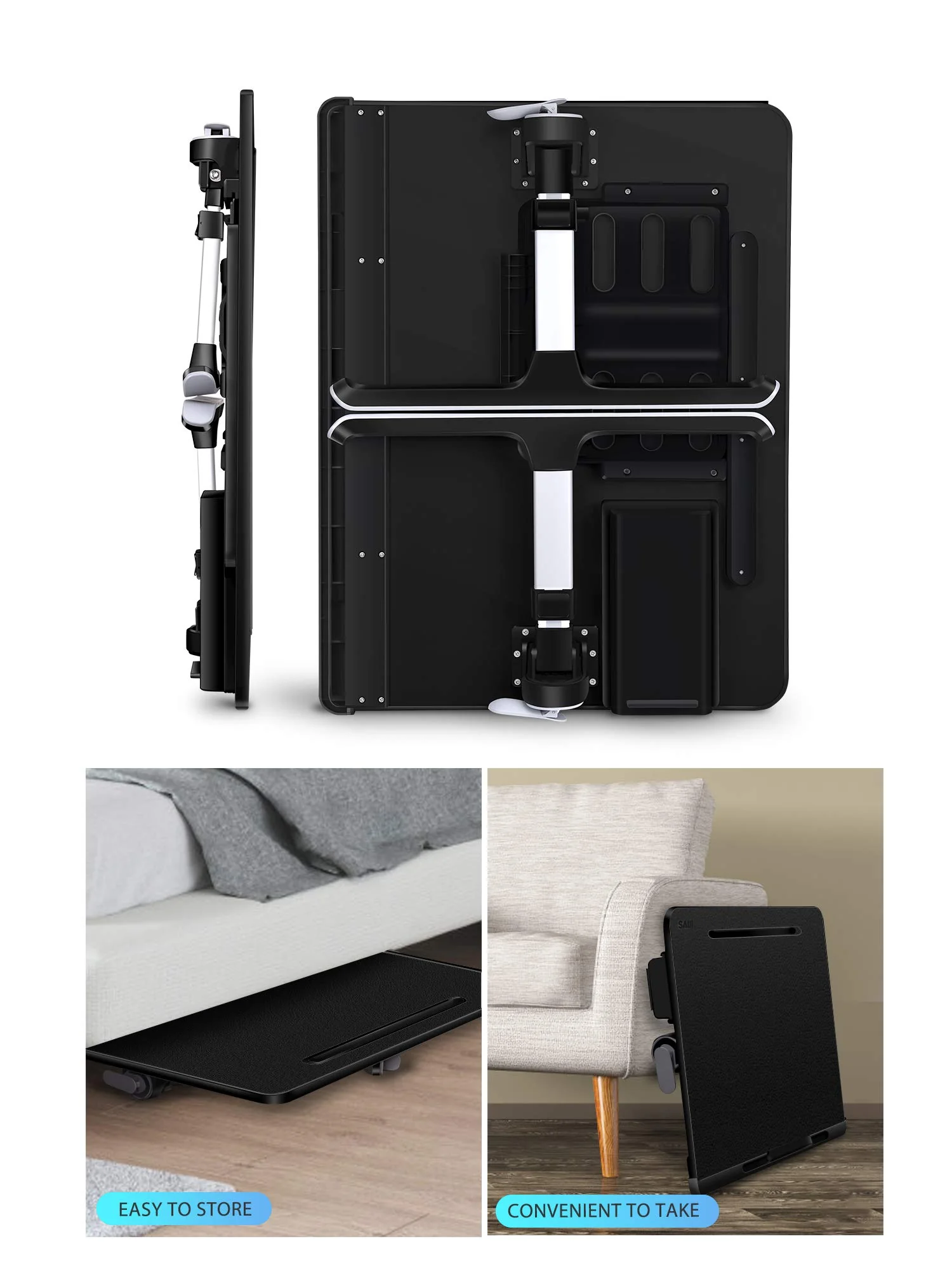 SAIJI X-Large Adjustable Laptop Table with Storage Drawer