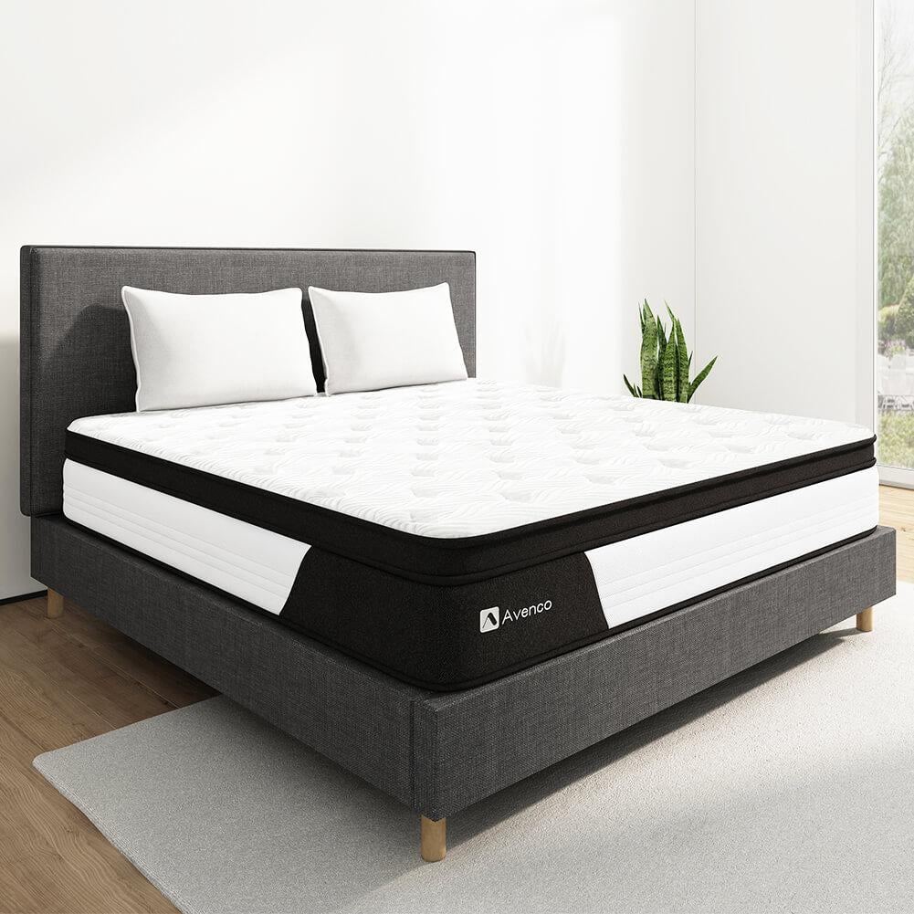 Queen Size Hybrid Mattress. 12-Inch Mattress in a Box. Pocketed Innerspring and Memory Foam Mattress. Medium Firm with Pillow Top. Supportive