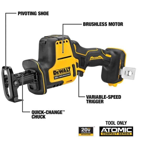 ATOMIC 20V MAX Cordless Brushless 4 Tool Combo Kit. (2) 2.0Ah Batteries. Charger. and Bag