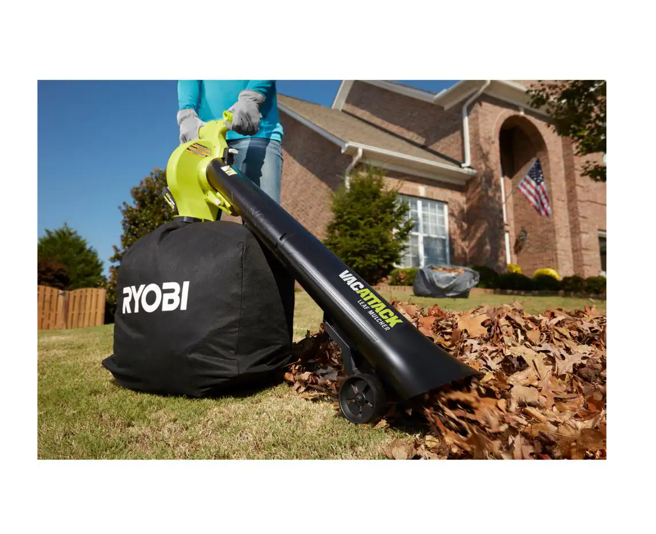 RYOBI RY40451BL 40V Cordless 110 MPH 525 CFM Cordless Leaf Blower and Cordless Leaf VacuumMulcher w 2 Batteries and 2 Chargers - MadeInUSA