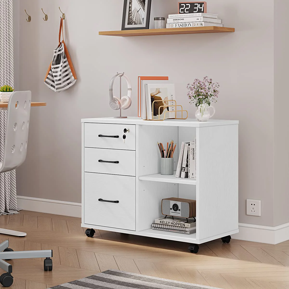 Panana 3 Drawer File Cabinets. Mobile Lateral Printer Stand