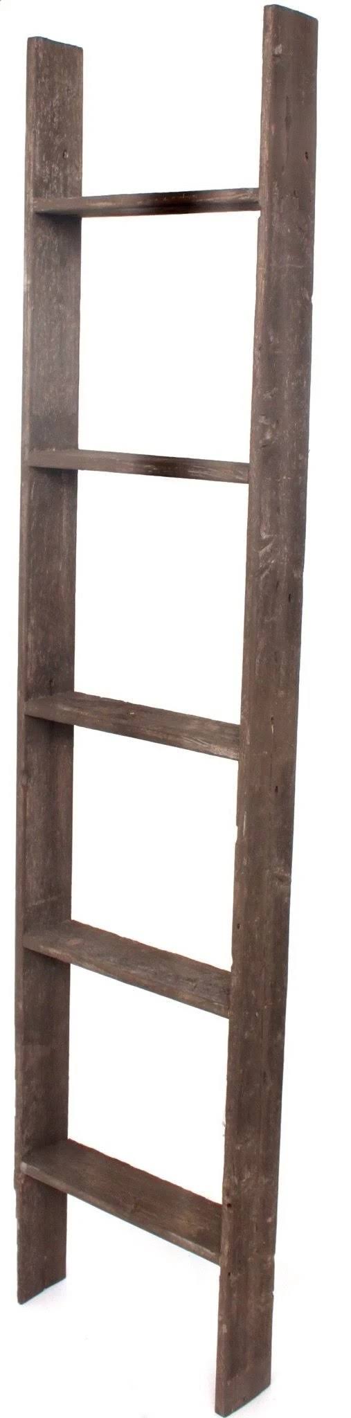 BarnwoodUSA Rustic 5 Foot Decorative Wooden Display Ladder - 100% Reclaimed Wood Brown