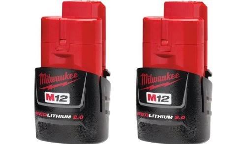 Milwaukee 48-11-2420 (2 Pack) M12 Red Lithium 2.0 12-Volt Cordless Battery