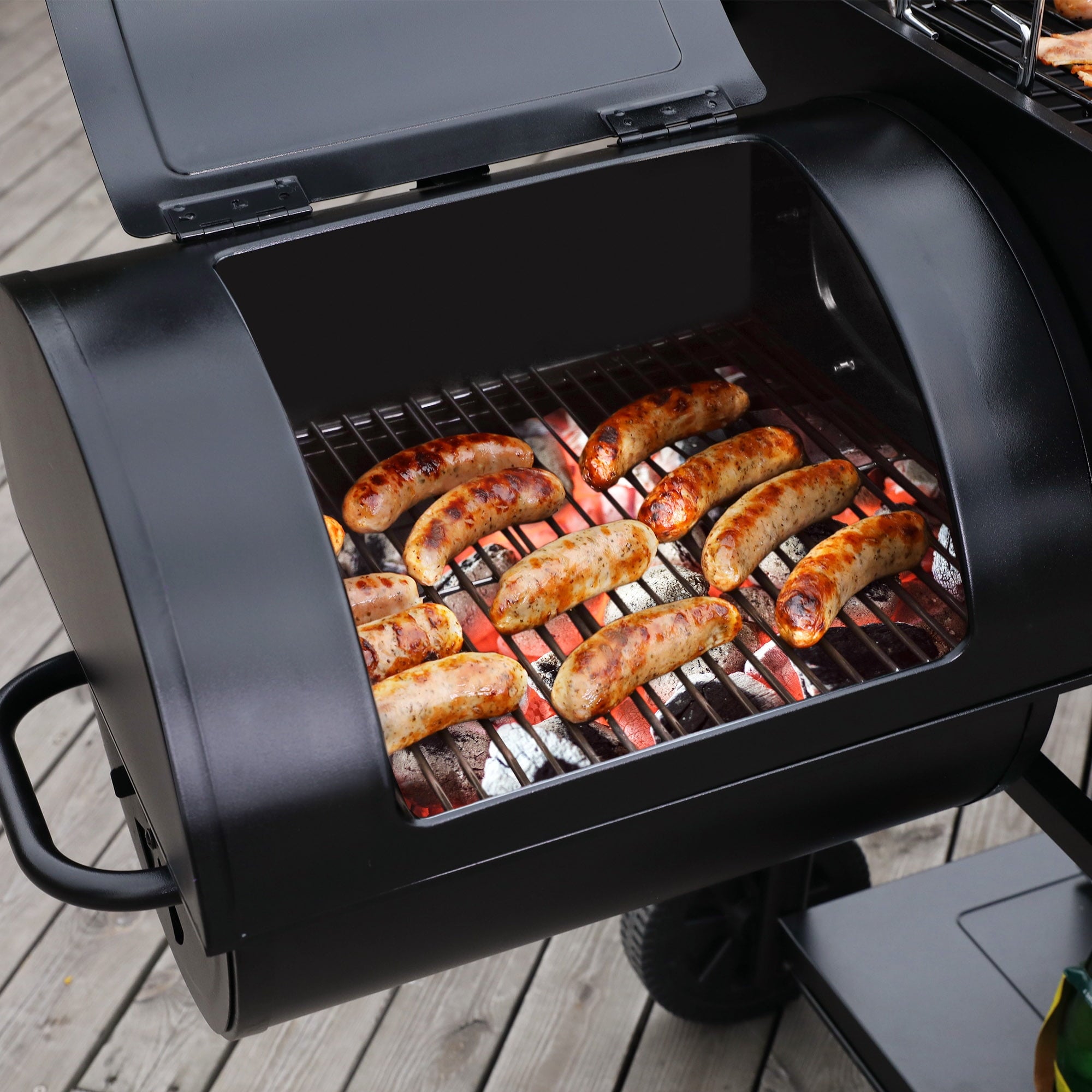 Gourmet CC2036F 36 Charcoal Barrel Grill with Offset Smoker