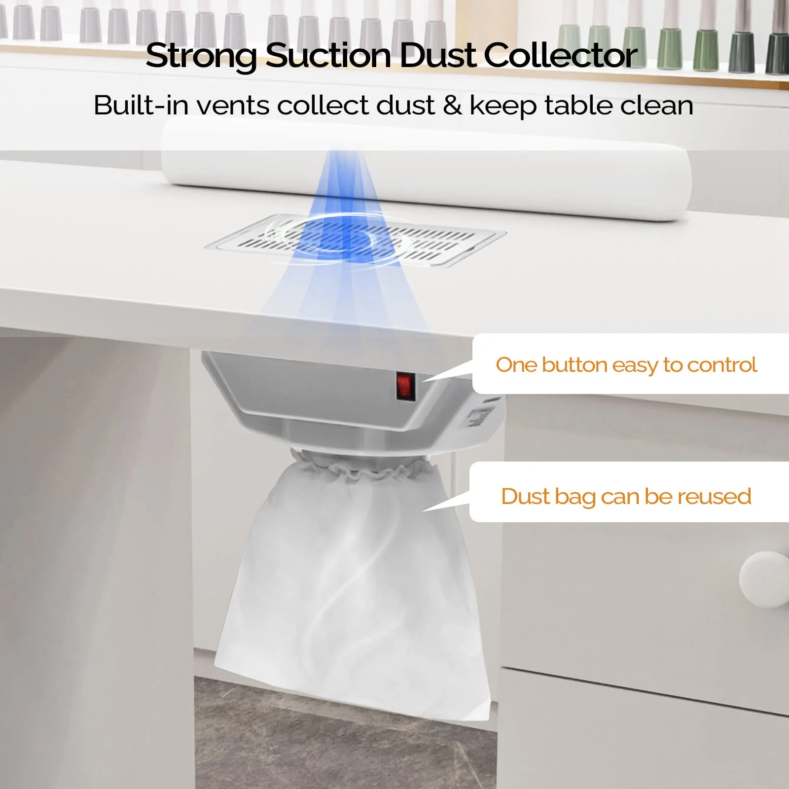 OmySalon Manicure Table Nail Desk w/Electric Downdraft Vent