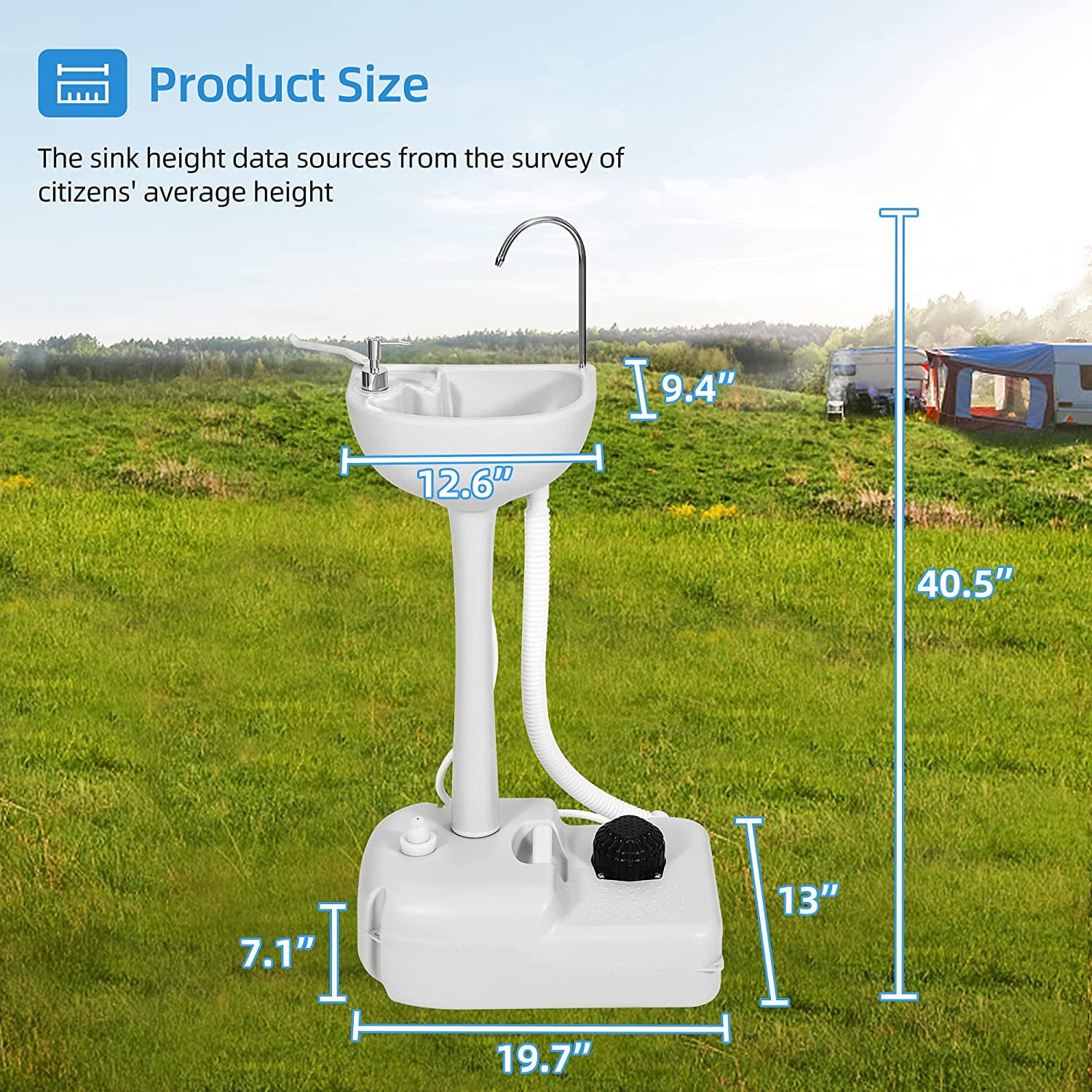 Portable Sink Camping Hand Washing Station with 17 L Wash Basin Stand for Outdoor Camping