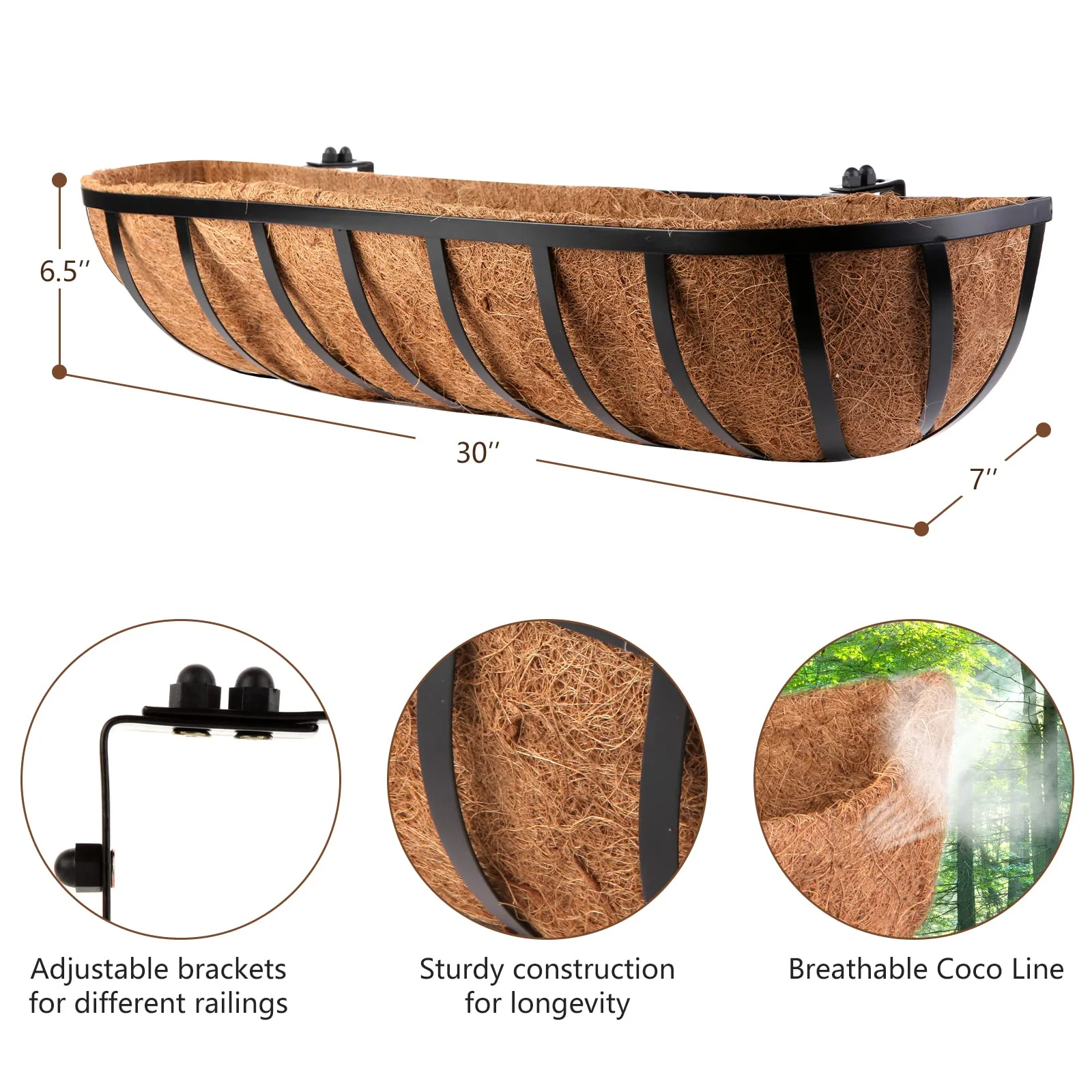 Harmiden 4 Pcs 30 Window Box Deck Railing Planter