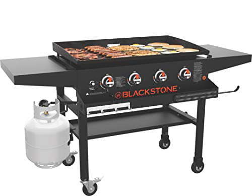 1984 Original 36 Inch Front Shelf. Side Shelf & Magnetic Strip Heavy Duty Flat Top Griddle Grill Station for Kitchen. Camping. Outdoor. Tailgating. Black