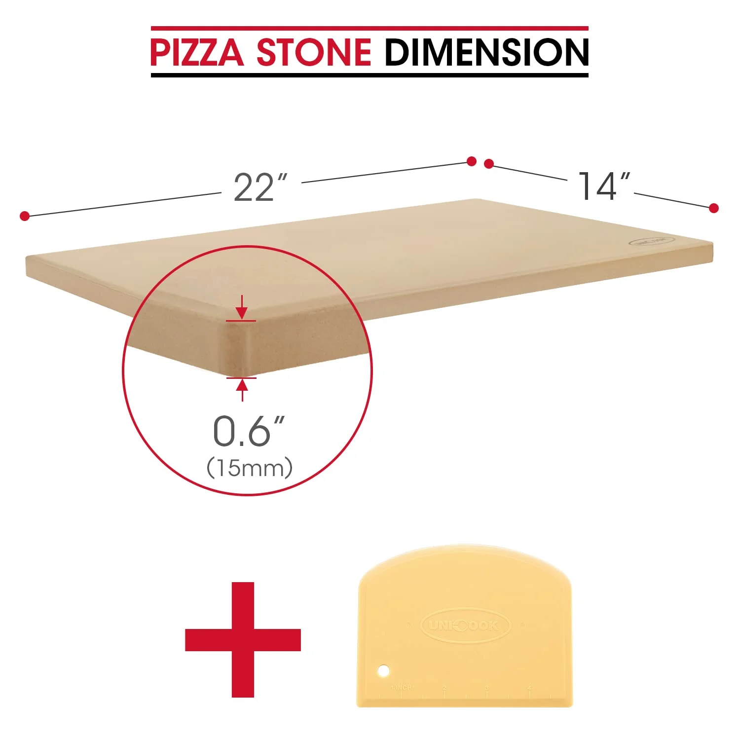 Unicook Extra Large Pizza Stone 22 Inch. Durable Rectangular Baking Stone