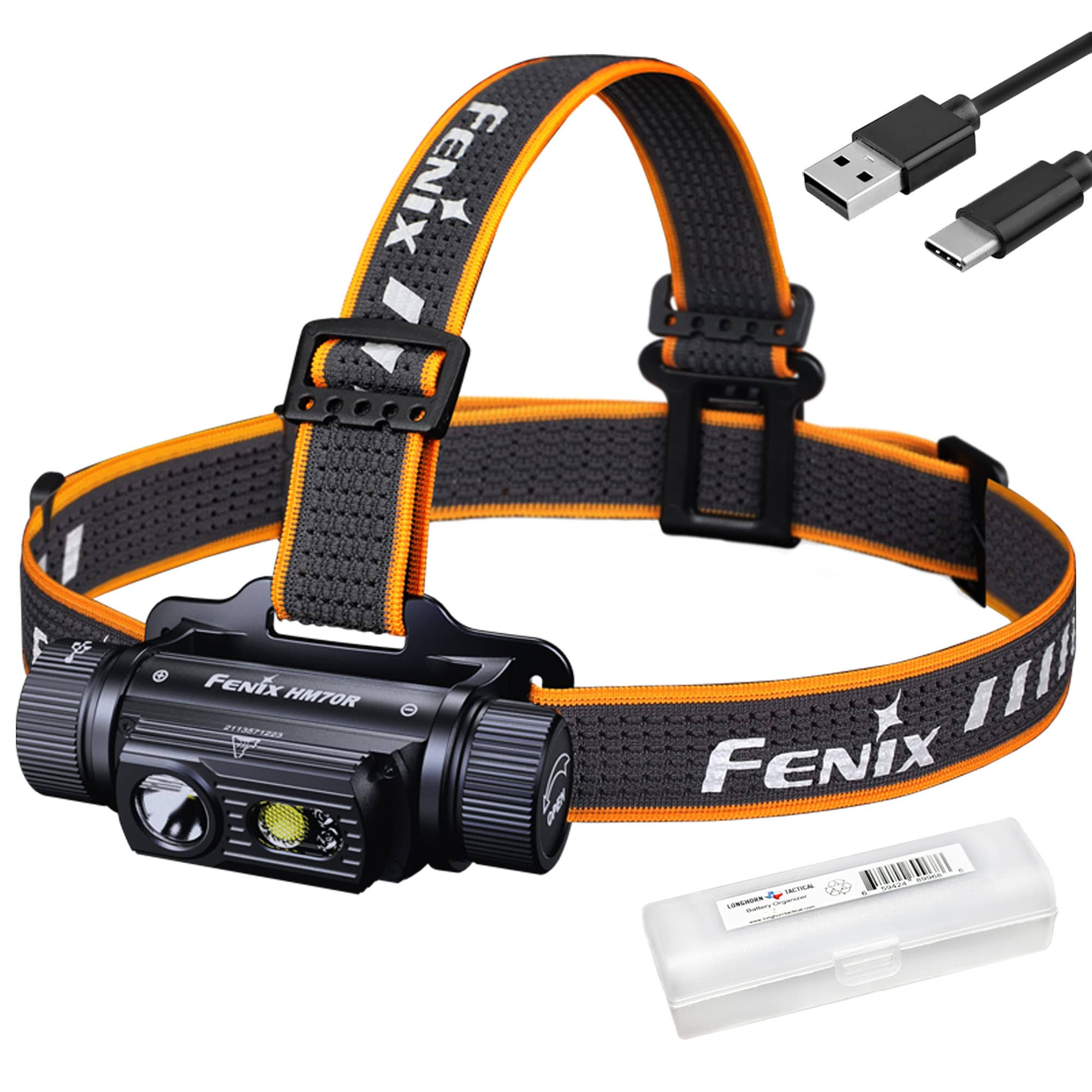Fenix HM70R 1600 Lumen USB-C Rechargeable Headlamp with White, High CRI Black