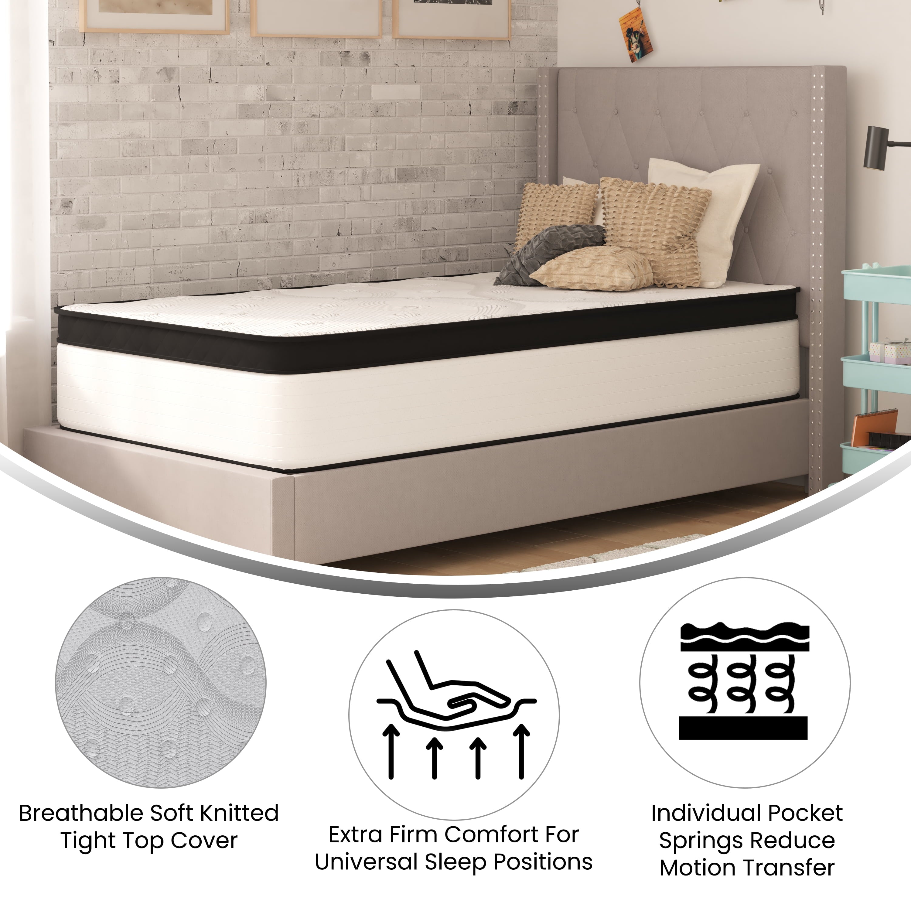 Furniture Capri Comfortable Sleep 12 Extra Firm Hybrid Pocket Spring Mattress. Twin
