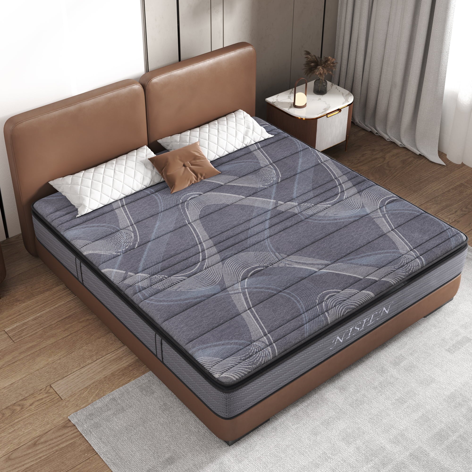 mattress in a box.NISIEN 10 Inch Hybrid Mattress. Gel Memory Foam Mattress.Individually Wrapped Pocket Coils Innerspring Mattress.100-Night Free Trial