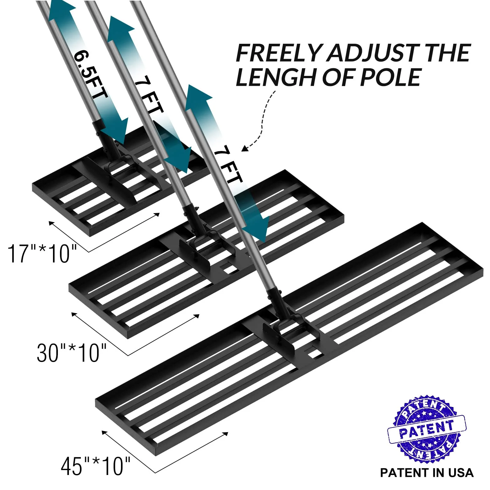 Walensee Lawn Leveling Rake. 7FT 45x10 Levelawn Tool