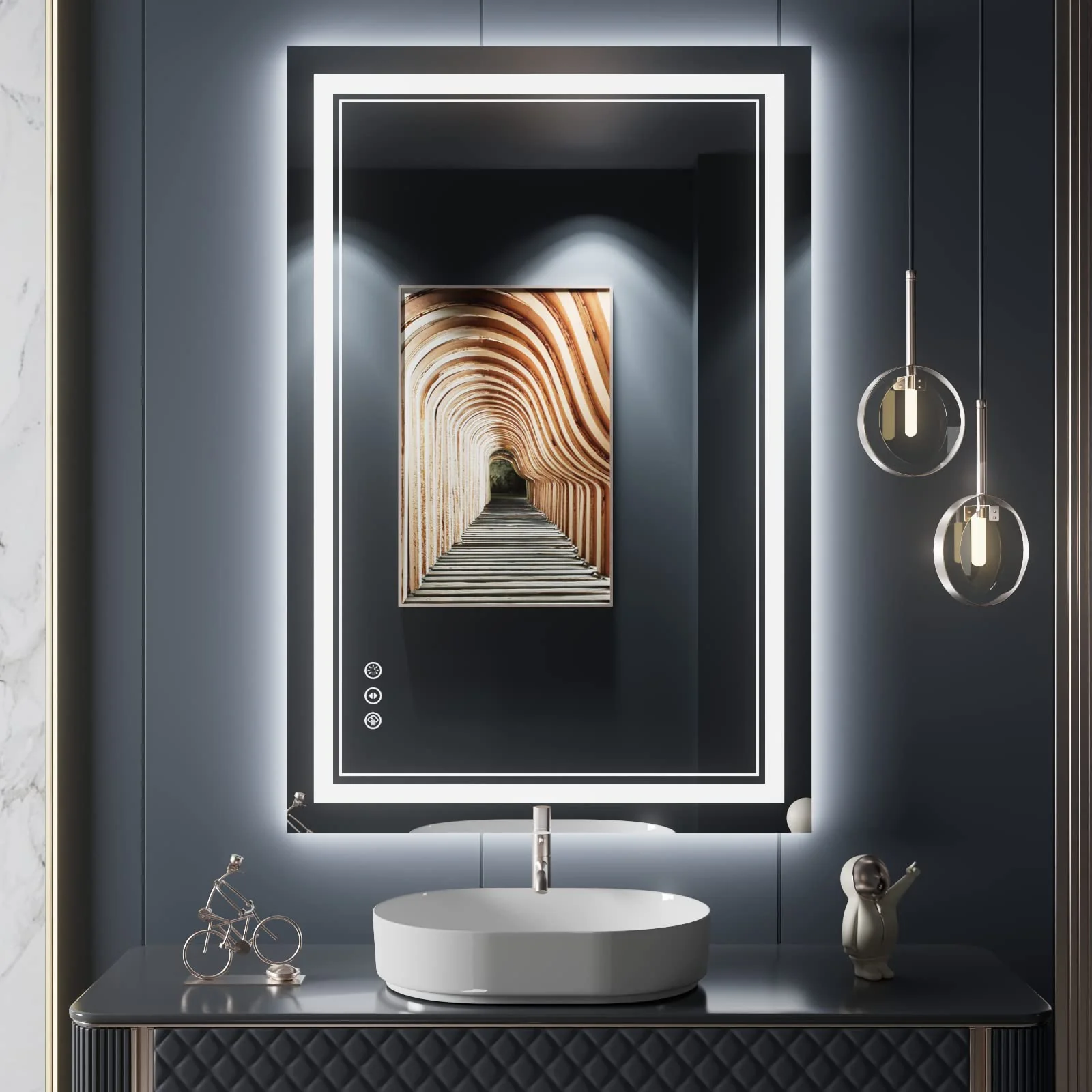 ISTRIPMF 24x36 Inch LED Bathroom Mirror with Lights