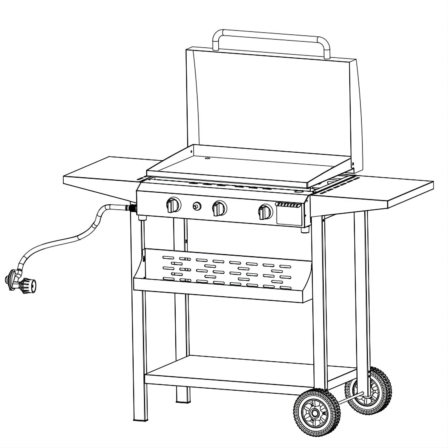 3-Burners Gas Griddle Portable Flat Table Top BBQ Grill Cooking Station