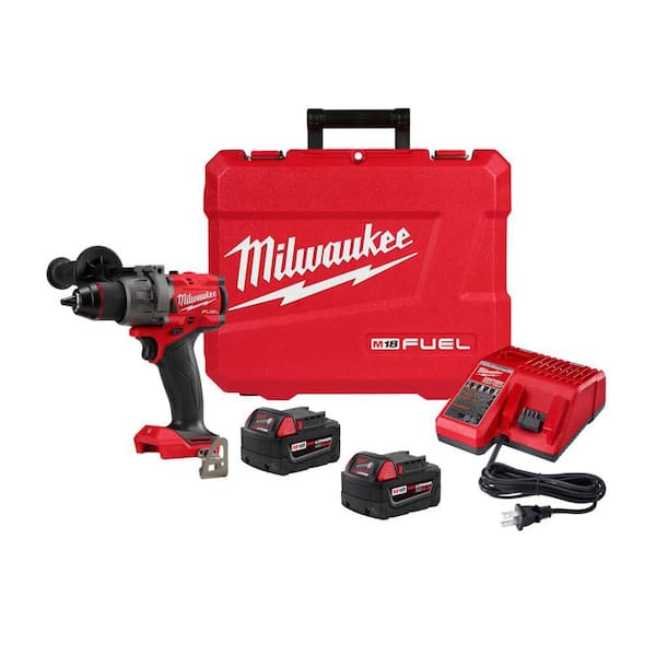 M18 FUEL 18V Lithium-Ion Brushless Cordless 1/2 in. Drill/Driver Kit W/(2) 5.0Ah Batteries. Charger. and Hard Case