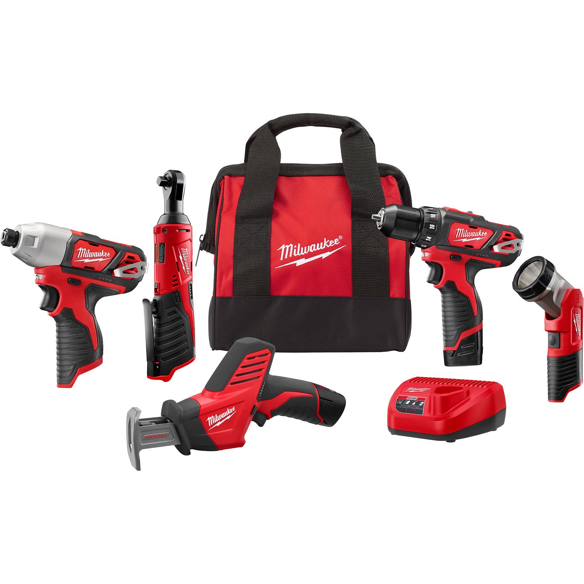 Milwaukee 2498-25 M12 Cordless Lithium-Ion 5 Tool Combo Kit