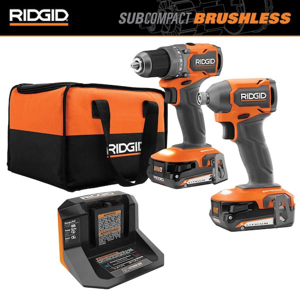 18V SubCompact Brushless 2-Tool Combo Kit with Drill/Driver. Impact Driver. (2) 2.0 Ah Batteries. Charger. and Tool Bag