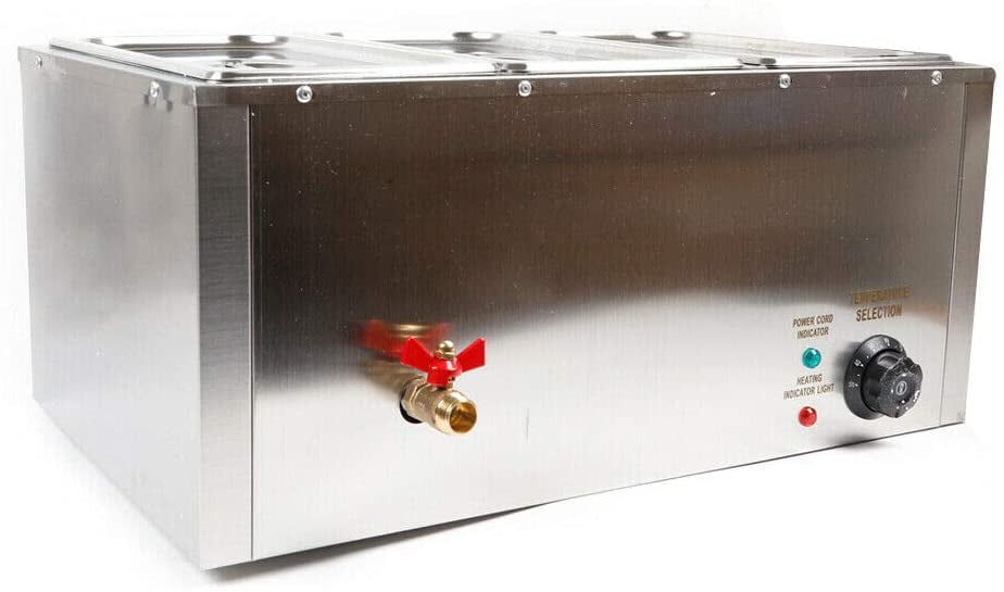 3��7L Commercial Food Warmer Electric Table Countertop Steamer Large Capacity Stainless Steel Soup Station