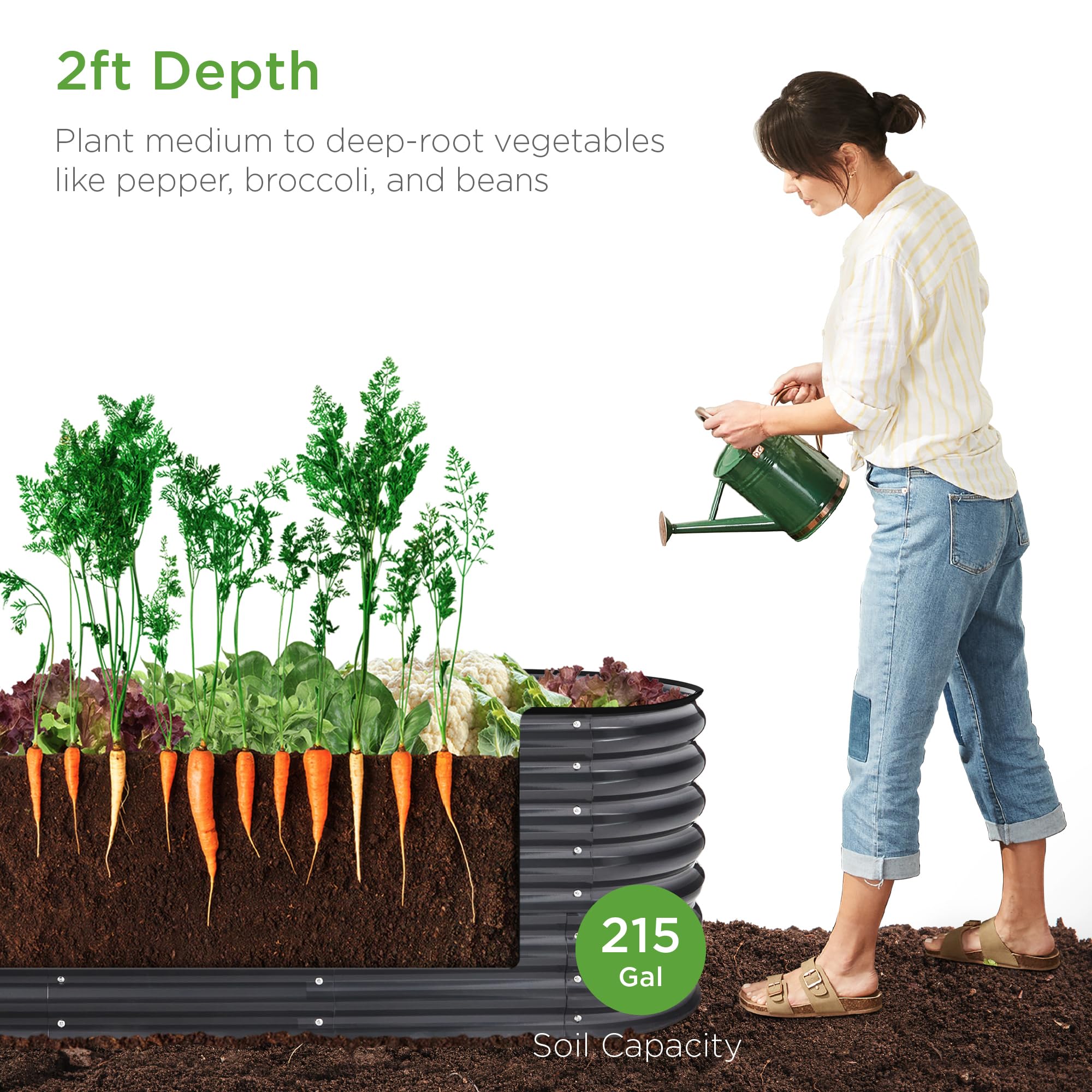 Best Choice Products 8x2x2ft Metal Raised Garden Bed