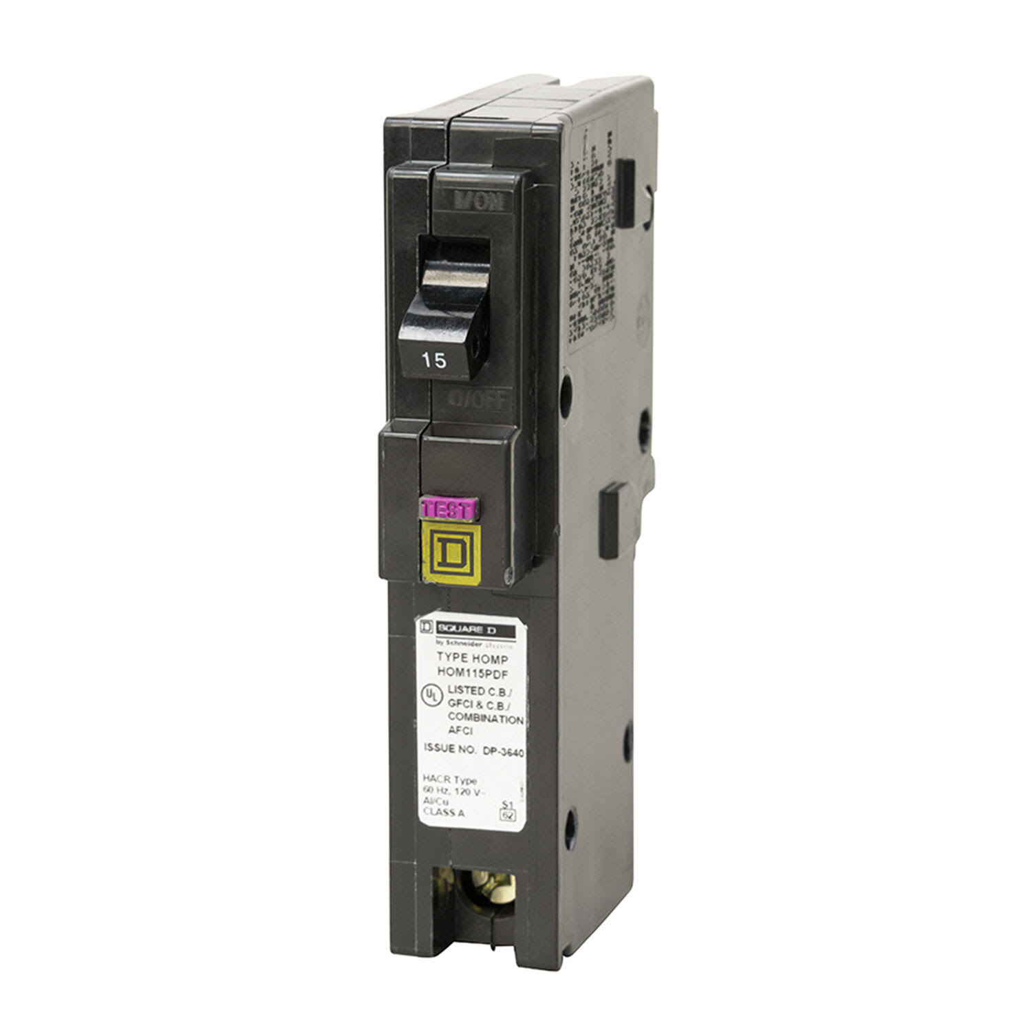 Square D HOM115PDFC Homeline Single-Pole Dual Function Circuit Breaker, 15 Amp